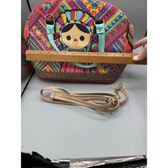 Colorful Mexican Folk Art Tote Bag with Doll Design & Floral Print - Picture 7 of 9